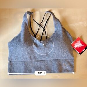 NWT Puma seamless Bra size XL removable pads gray and black